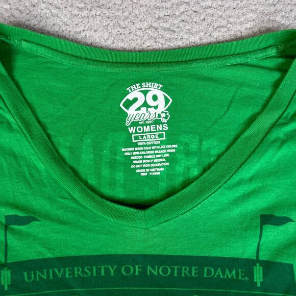 Notre Dame T Shirt Women L Green Fighting Irish 2018 No Breaking Point 29 Years - Picture 4 of 11